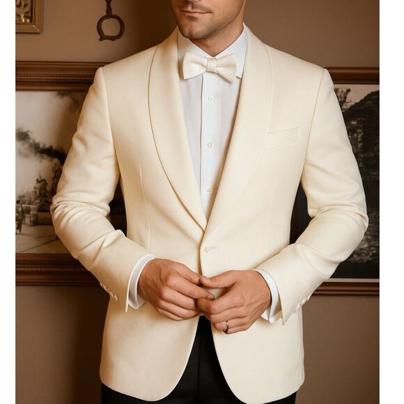 J Crew Dinner Jacket Mens 46L Off White Ludlow Slim Fit Italian Wool A7132 *Read - Picture 6 of 16